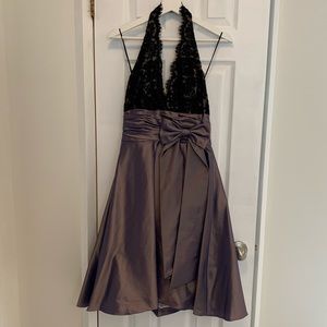 JS Boutique Lace and Metallic Purple Halter Dress